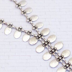 24 inch, Vintage Silver Tone Oval Charms Elegant Tassel Necklace - V27